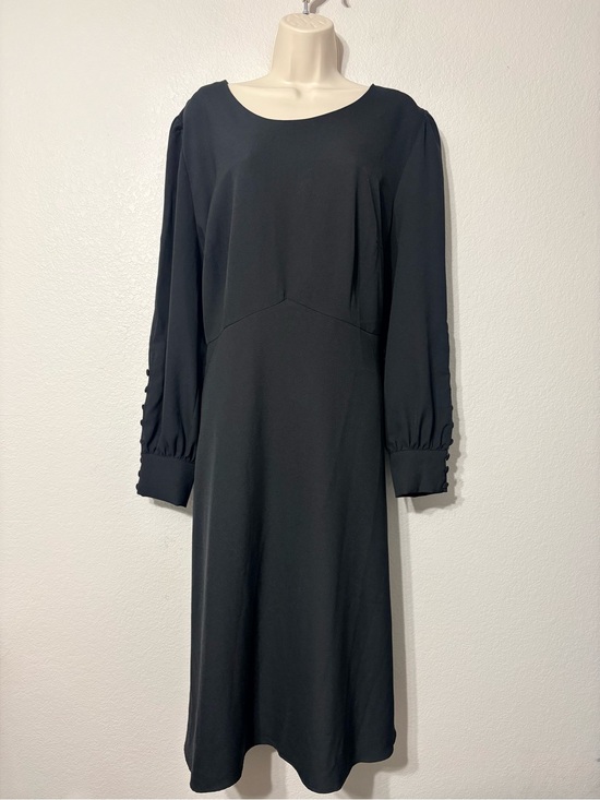 Eloquii Dresses & Skirts - Eloquii Classic Black Empire Waist Long-Sleeve Midi Dress Button Cuff Detail 18
